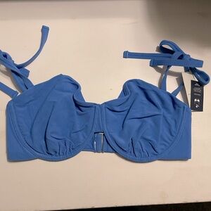 Abercrombie bathing suit top, size large, blue, new with tags, never worn.